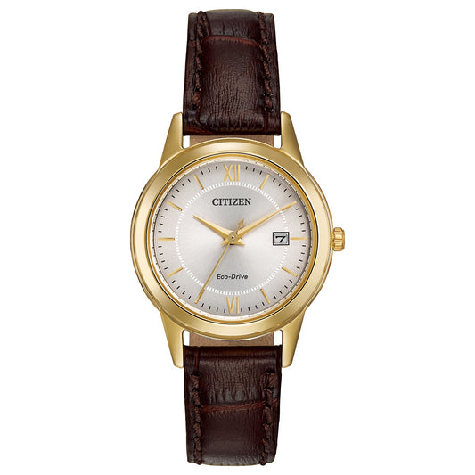 Watch 09W - Citizen Eco-Drive Classic Gold-Tone Leather Strap Women's Watch