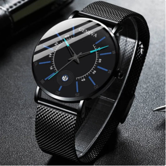 Watch 10E - Geneva Black & Blue Ultra-thin Stainless-Steel Men's Watch